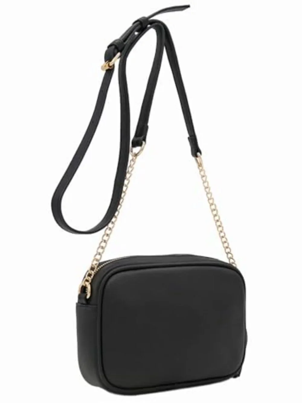 Chevron Quilted Crossbody Camera Bag with Chain Strap and Tassel